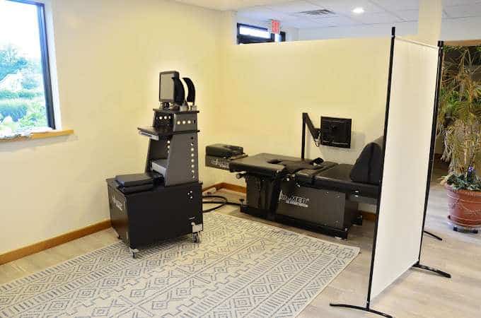 Non-surgical spinal decompression room at McAlpine Chiropractic, Holland MI