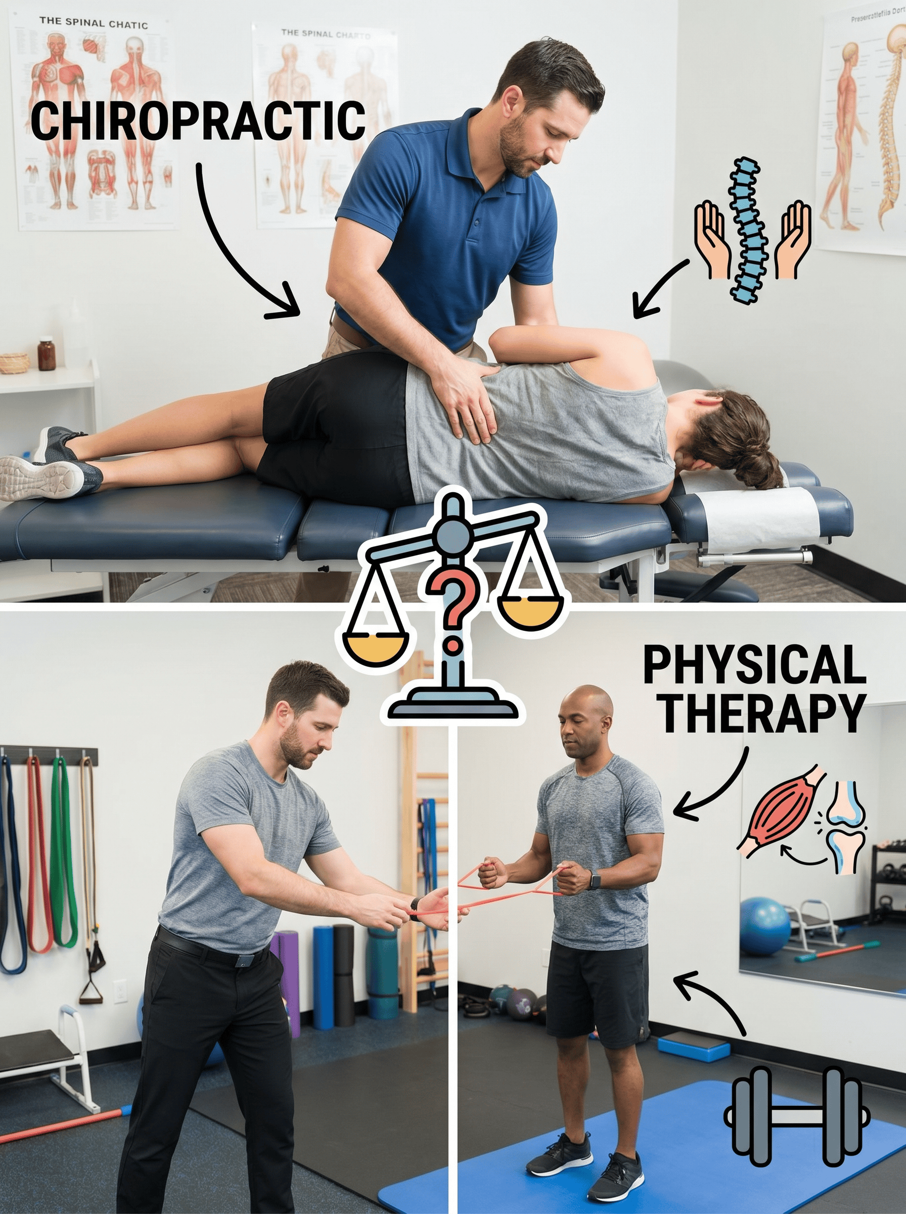 Chiropractor and physical therapist working together on a patient at McAlpine Chiropractic Holland MI